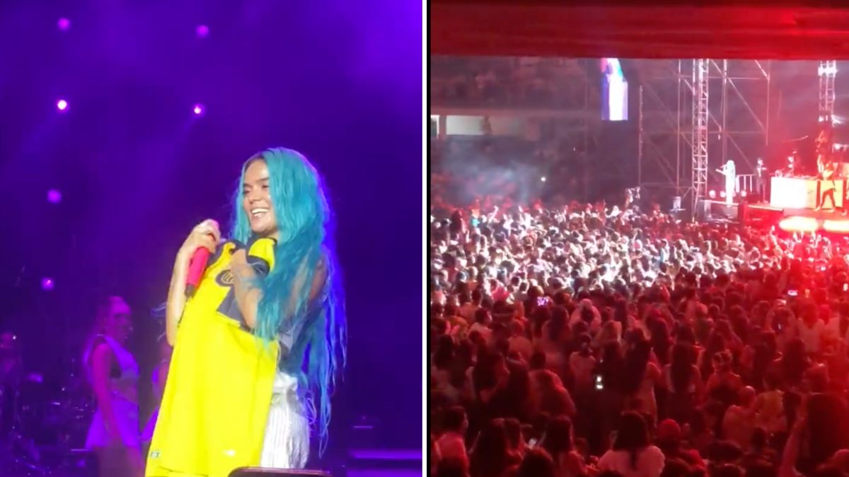 Noticia: Karol G reclamó por el lanzamiento de gas durante su concierto en Guayaquil Karol G reclamó por el lanzamiento de gas durante su concierto en Guayaquil
