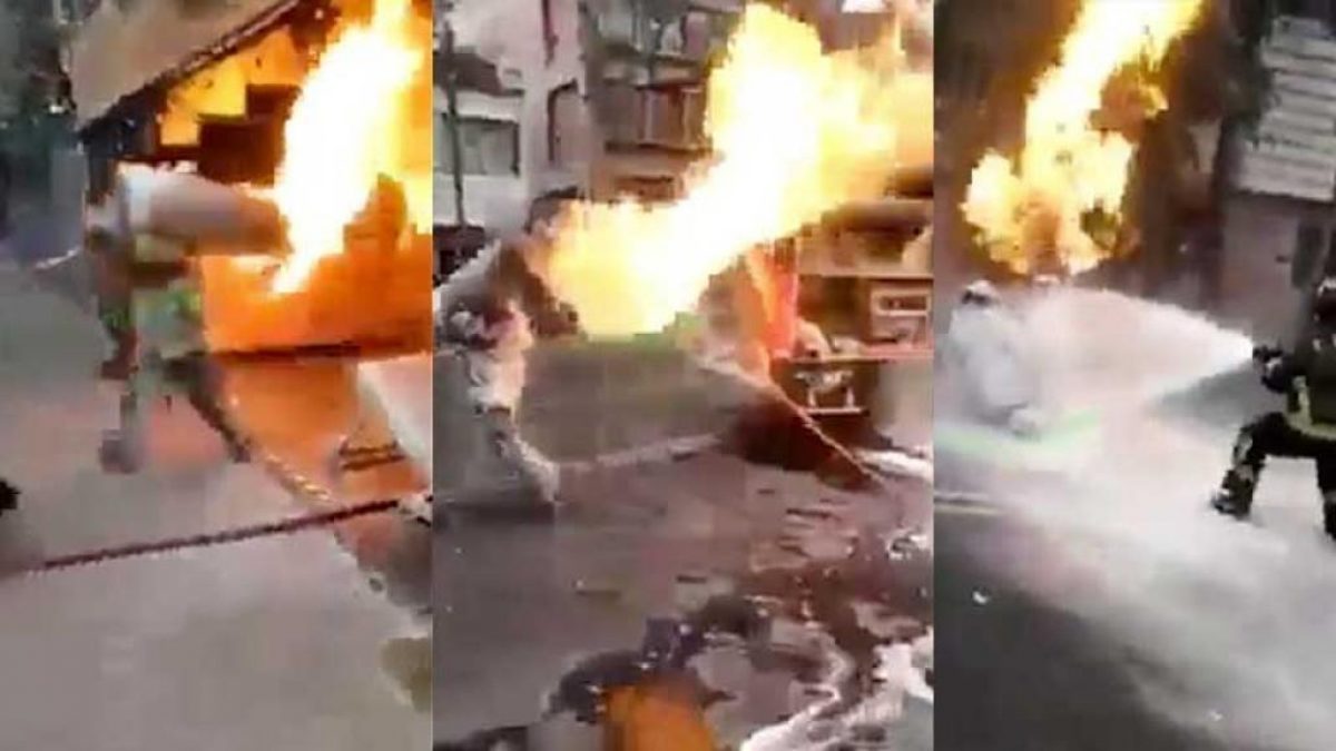 Noticia: Un bombero corrió con un tanque de gas en llamas y evitó una tragedia Un bombero corrió con un tanque de gas en llamas y evitó una tragedia