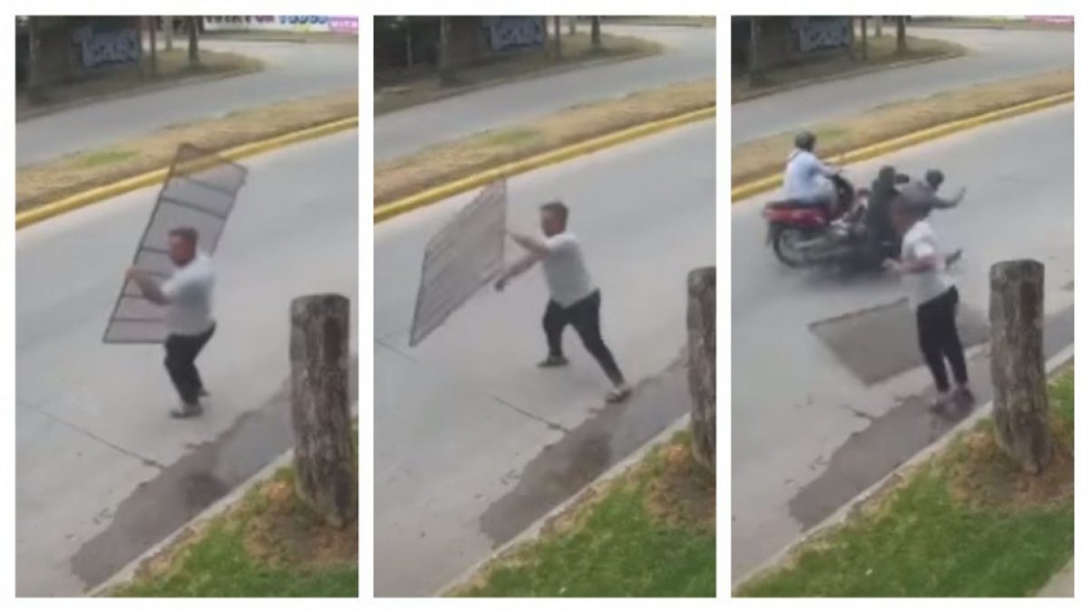 Noticia: Un hombre evita un asalto al lanzar una reja a unos motochorros Un hombre evita un asalto al lanzar una reja a unos motochorros