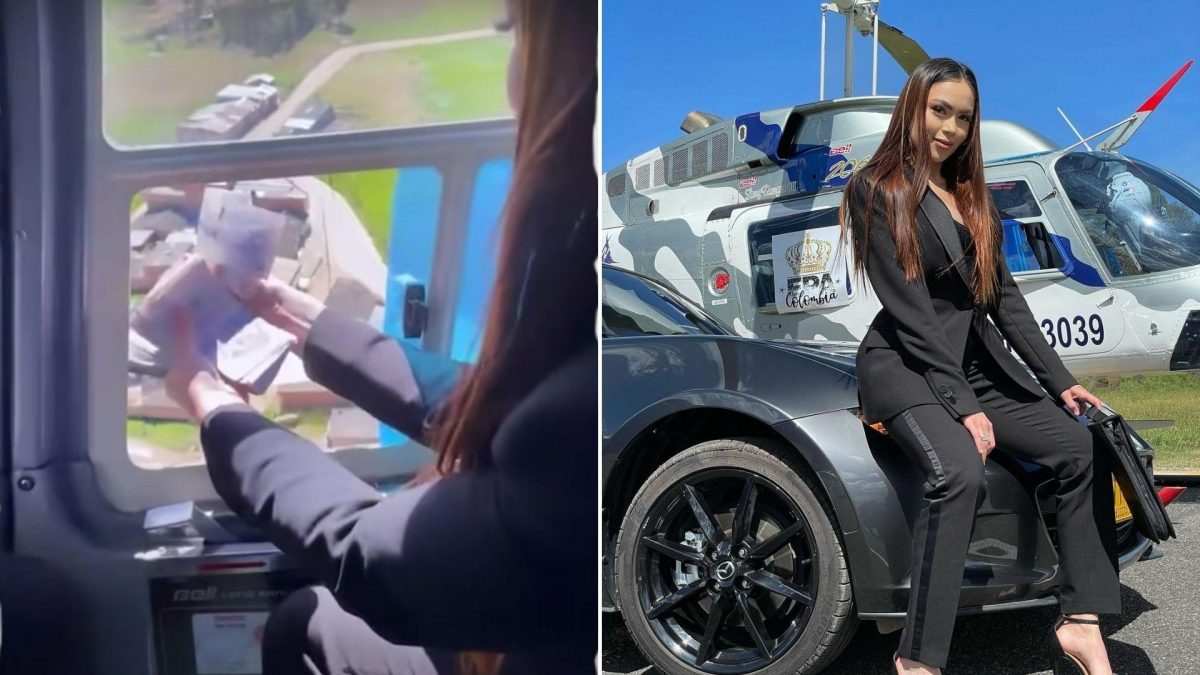 Noticia: Influencer lanzó dinero desde un helicóptero Influencer lanzó dinero desde un helicóptero
