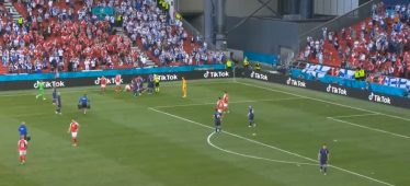 El momento exacto en que Eriksen se desploma en pleno partido de Eurocopa