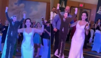 Imagen de Mujer bailó en su boda con figura de cartón del novio por contagio de covid