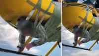 Noticia: Lo pegaron con cinta de embalaje al helicóptero para un sobrevuelo Lo pegaron con cinta de embalaje al helicóptero para un sobrevuelo
